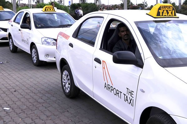 Airport taxi waiting at terminal